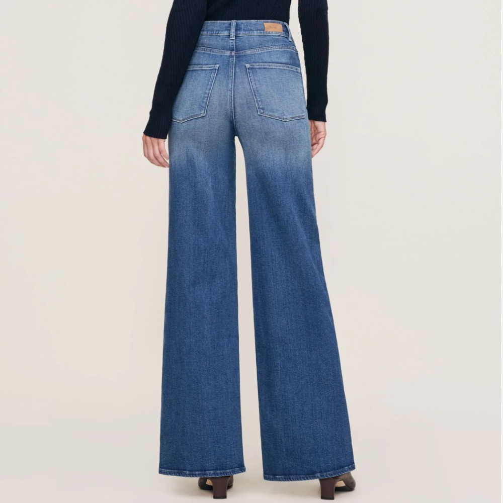 DL1961 Hepburn Wide Leg 32” Blue Jeans High Rise Orlena Wash Stretch Size 26 - Picture 2 of 13